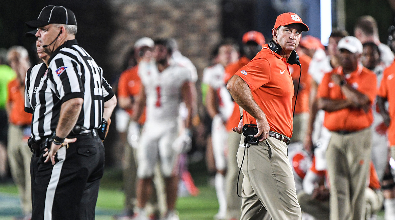 Clemson’s Dabo Swinney looks on as Duke pulls off the upset.
